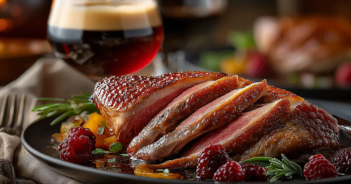 Boscoli Kriek maridaje Magret de pato con salsa de frutos rojos